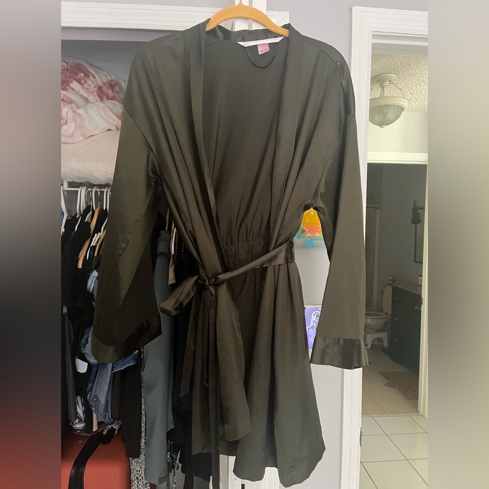 Barely used green Victoria secrets silky robe
